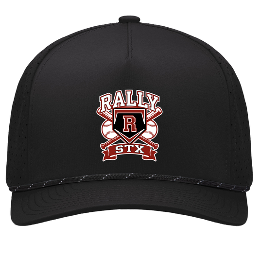 rally-stx-bold-mascot-pacific-headwear-weekender-perforated-snapback-cap — Black/Black — Front — source sha256 1811a495d5a05cca72a8ee3fed239d66ce90b86da2c244babccb1585bf8903ea — Color position 1