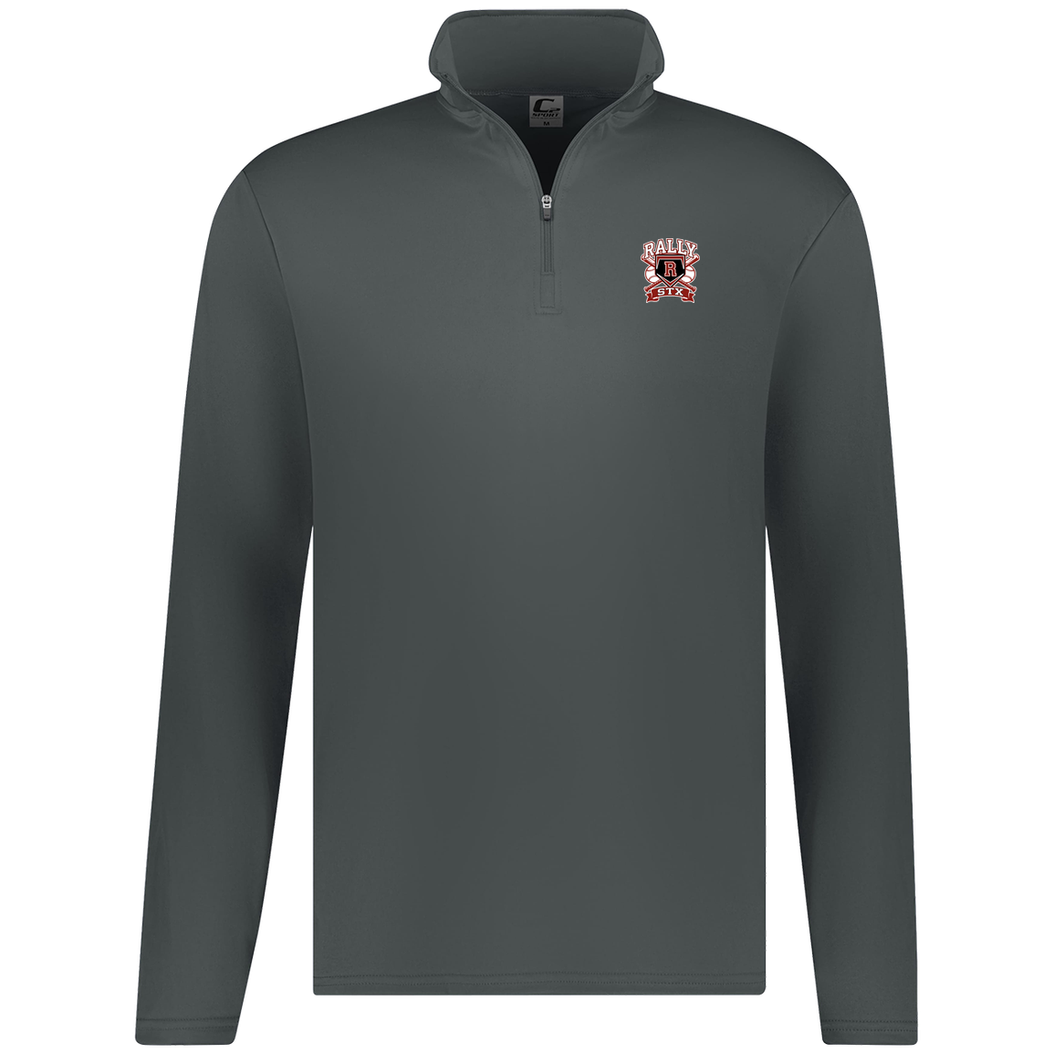 rally-stx-bold-mascot-c2-mens-1-4-zip-pullover — Graphite — Front — source sha256 18f92a19024c319a4ca1eac2c079f231624dbdaf5a1ac850a17b0a3061da87fb — Color position 4
