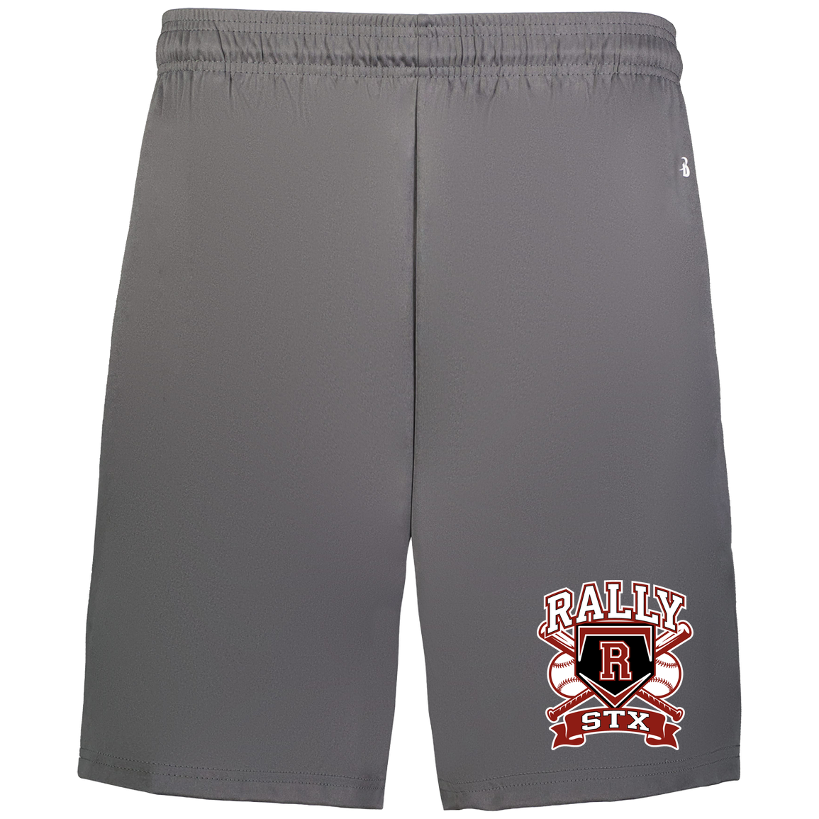 rally-stx-bold-mascot-badger-adult-b-core-7-inch-short-with-pockets — Graphite — Front — source sha256 5043f42064ec6d97b6c724df6223270a8cb468ba61395271a0da295594d90227 — Color position 2