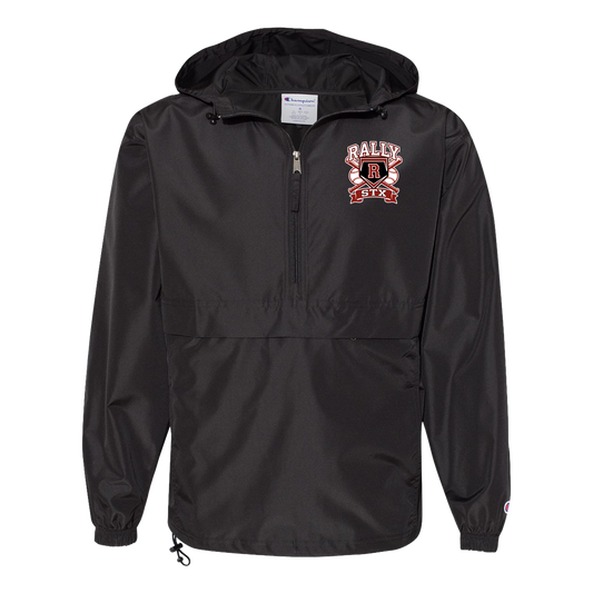 rally-stx-bold-mascot-champion-unisex-packable-anorak-jacket — Black — Front — source sha256 51dee95941e0596ff0aa0f32a3a64660be5fa6115b658b2e25e419d071250837 — Color position 1