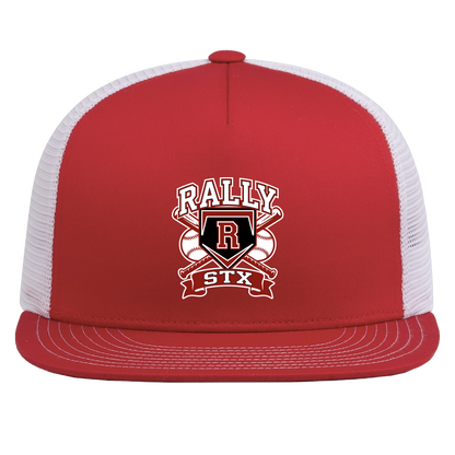 rally-stx-bold-mascot-pacific-headwear-d-series-5-panel-trucker-snapback-cap — Red/White — Front — source sha256 550a987beb63e23cc3623a7eabd875a6152641b8684f034e3877abc7cf222fe2 — Color position 6
