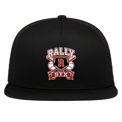 rally-stx-bold-mascot-pacific-headwear-d-series-5-panel-trucker-snapback-cap — Black — Front — source sha256 5f495a05ae820bb28bc0d13ad5169d681c9753cbf1799b5f60d8a624d4047d70 — Color position 1