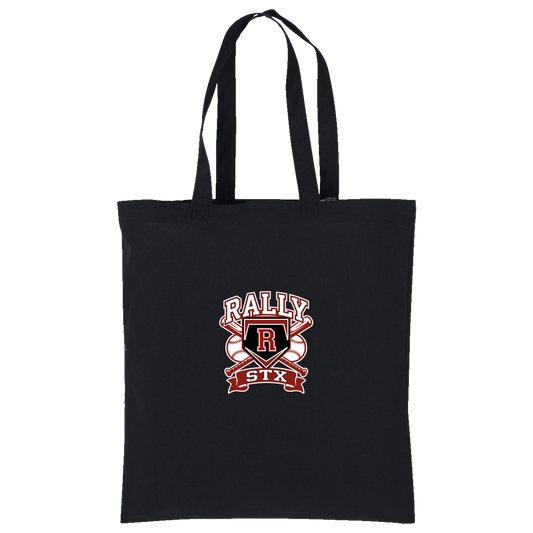 rally-stx-bold-mascot-port-authority-core-cotton-tote — Deep Black — Front — source sha256 950e5e809de97fb464d5fac1b530600f1ee0676149fd27e20a94b36dcbbdbce9 — Color position 1