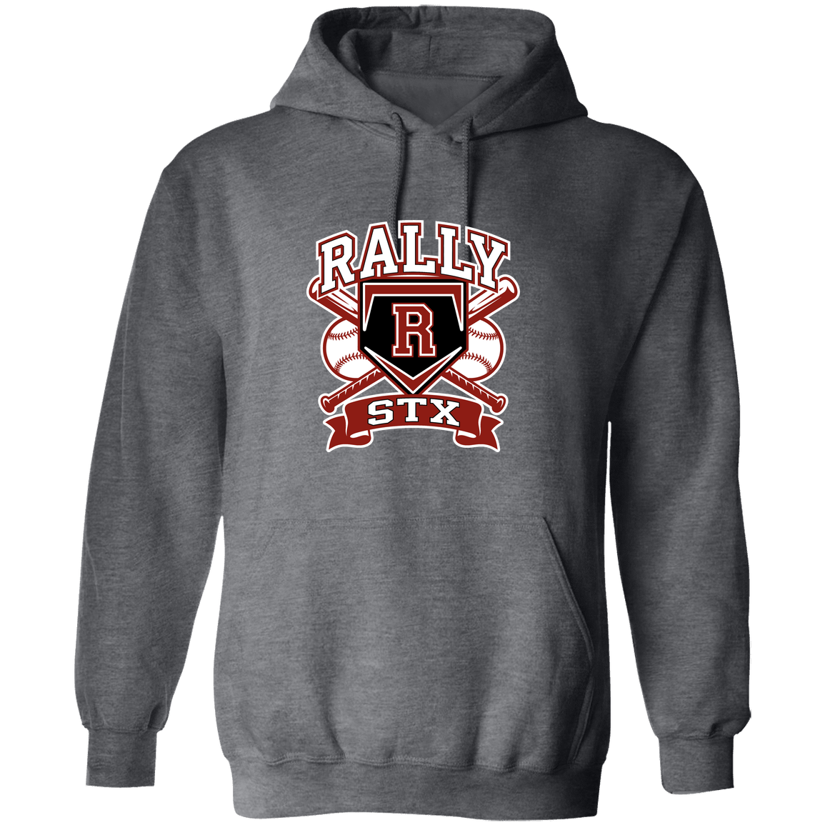 rally-stx-bold-mascot-gildan-pullover-hoodie — Dark Heather — Front — source sha256 af053395feaf20d54e4555716ec202539c98f205e15e6256fb2ead12cb6b53ad — Color position 6