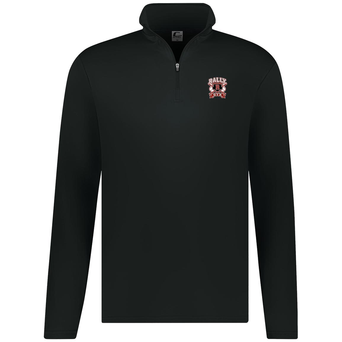 rally-stx-bold-mascot-c2-mens-1-4-zip-pullover — Black — Front — source sha256 e8a73496e5461140f3d4a658adc7476d468204f83fcba177d8e49f71be574431 — Color position 1