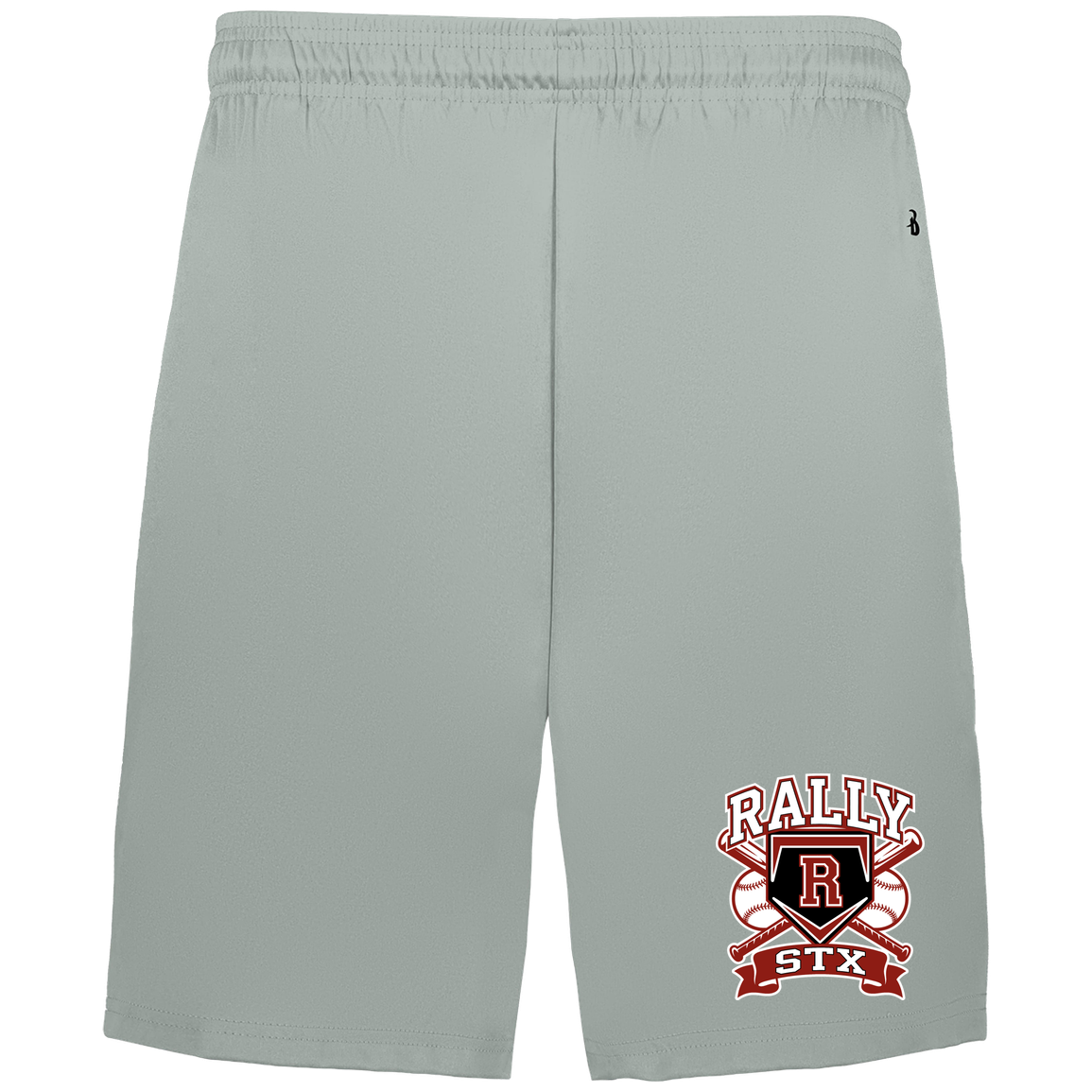 rally-stx-bold-mascot-badger-adult-b-core-7-inch-short-with-pockets — Silver — Front — source sha256 f3043df3fe15b6edfd0a4280f364bda0ef4eb63d8e45df23c8618f7aac33c92b — Color position 3