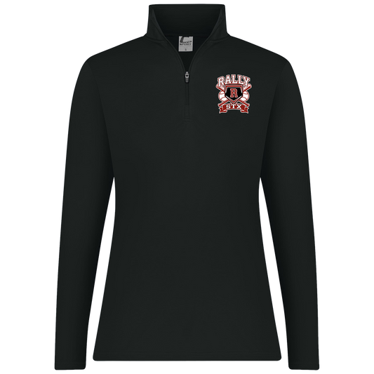 rally-stx-bold-mascot-c2-womens-1-4-zip-pullover — Black — Front — source sha256 f8db0450544791c69cc2cc644a388924eaa2f6e1ea83c54ff6e048e00ad66475 — Color position 1