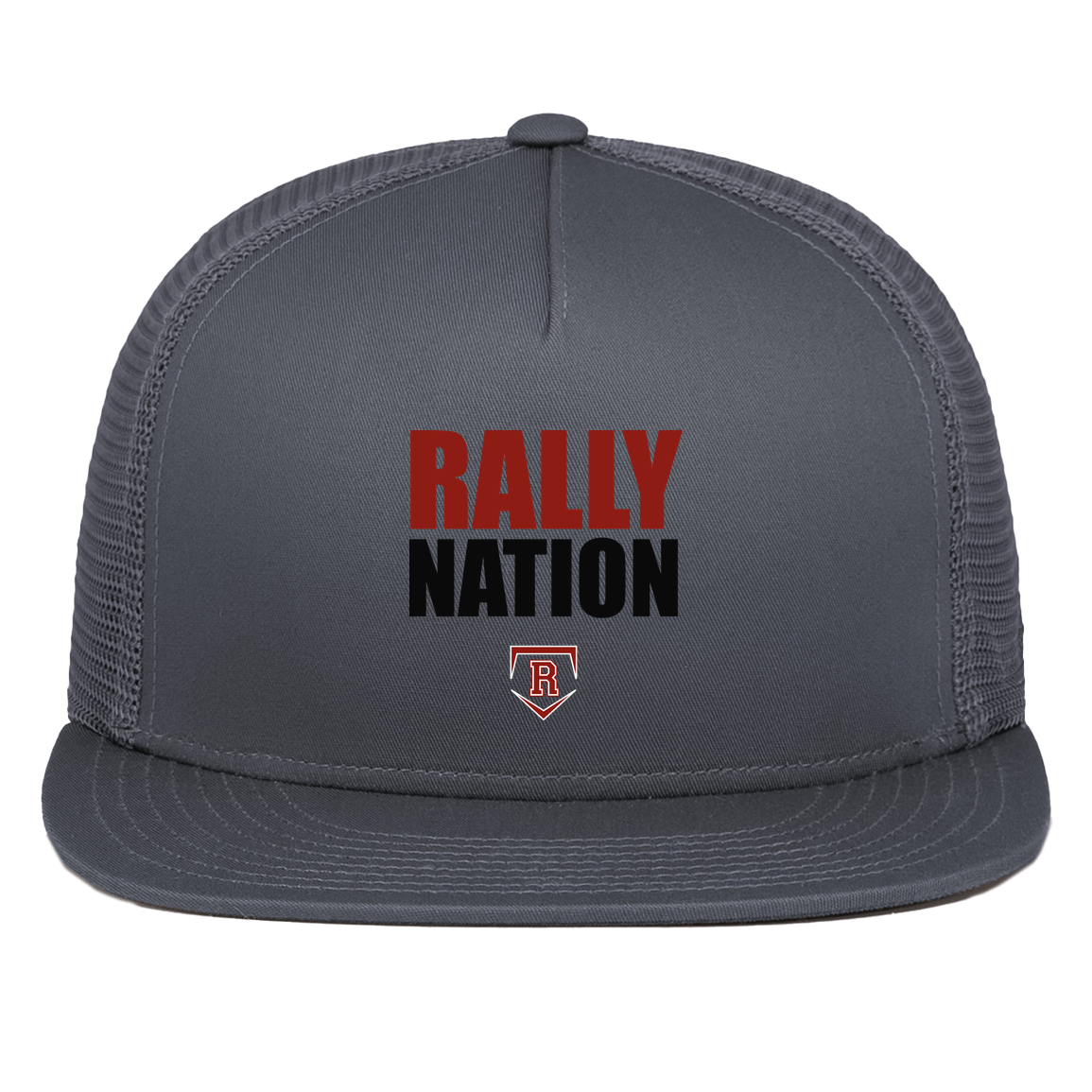 rally-stx-diamond-nation-pacific-headwear-d-series-5-panel-trucker-snapback-cap — Graphite — Front — source sha256 038f9548d2a6df74a97872dc334dcaaf49f0ec5647b2b5d3c71a06daba434377 — Color position 3