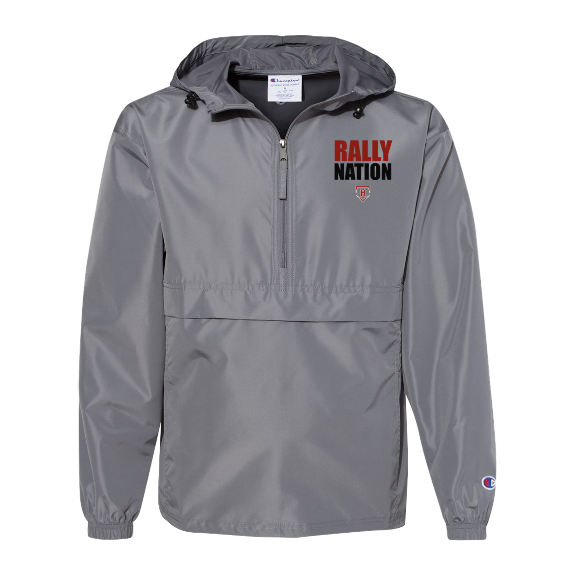 rally-stx-diamond-nation-champion-unisex-packable-anorak-jacket — Graphite — Front — source sha256 0547b7ebfd22eea24189a5c3f327efb117e9c42f548e5f1f96df25b4c08f7357 — Color position 2