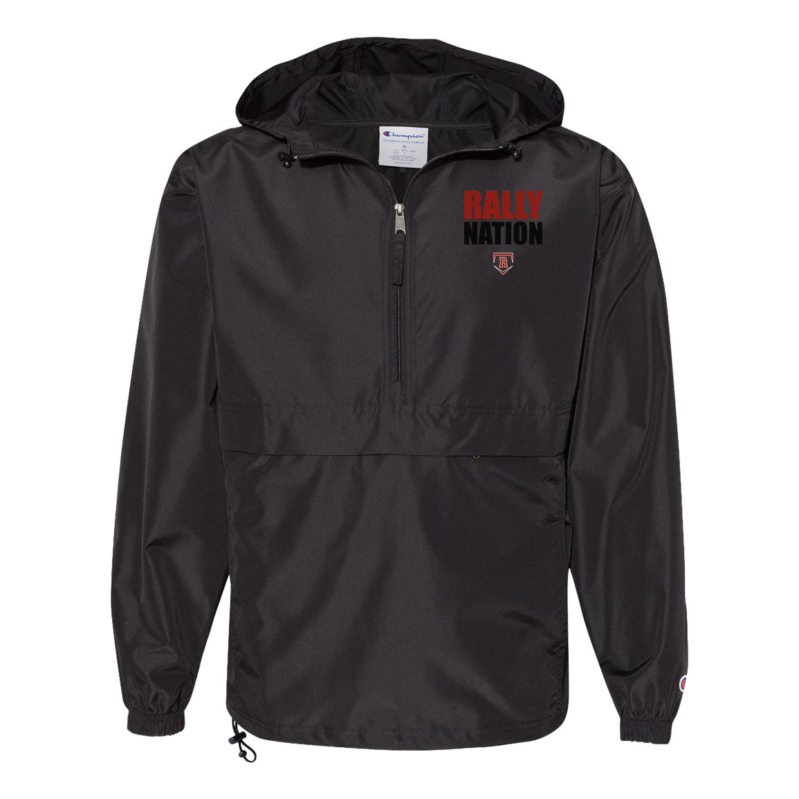 rally-stx-diamond-nation-champion-unisex-packable-anorak-jacket — Black — Front — source sha256 10a88ca77c0fb9206126607cc6fcbcb3a7098545a464ff9937508bf4bc4e6ee0 — Color position 1