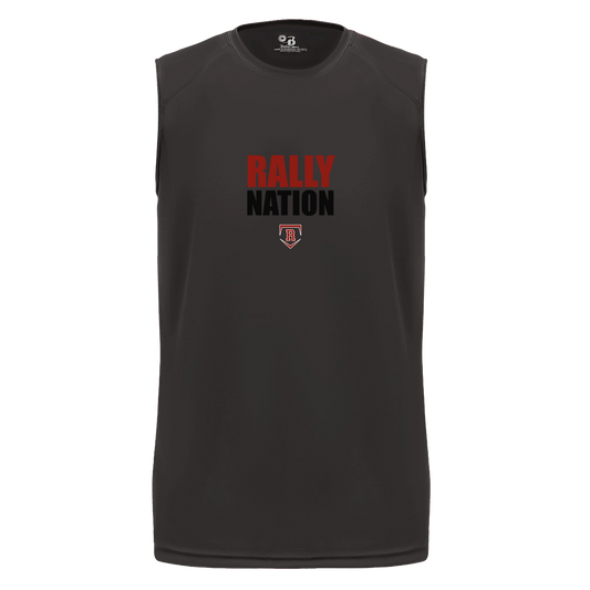 rally-stx-diamond-nation-badger-b-core-sleeveless-performance-tee — Black — Front — source sha256 b96569a380dfbb75f120e96a8922ca87508253eb7ced96266488f66675ece491 — Color position 1