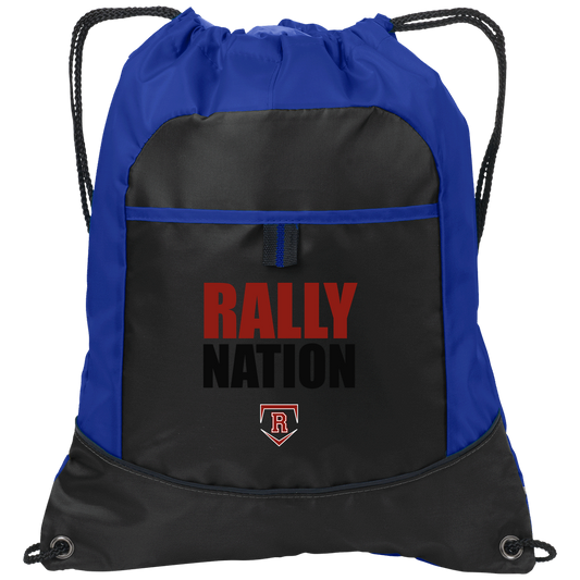 rally-stx-diamond-nation-port-authority-pocket-cinch-pack — Black/Hyper Blue — Front — source sha256 bed72ced1e3d5654f429bd83e7188c0529cfff563826753bb94044c8cef45a67 — Color position 1