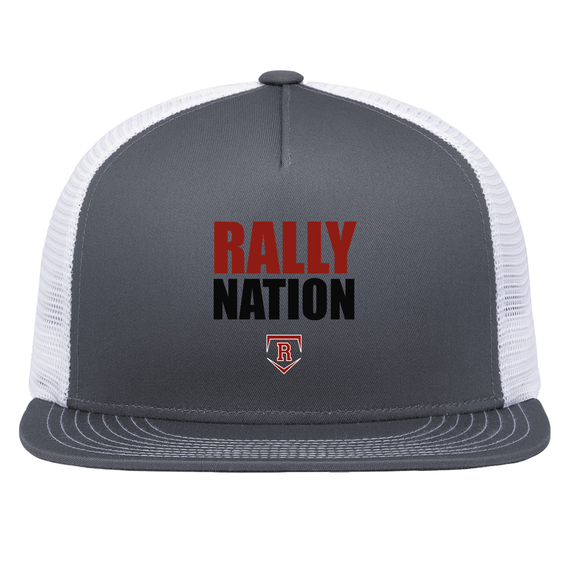 rally-stx-diamond-nation-pacific-headwear-d-series-5-panel-trucker-snapback-cap — Graphite/White — Front — source sha256 c11d96734c7eef3f68372af5143dd33bf4d486cb3d2974ef81d267f95a2b689d — Color position 4