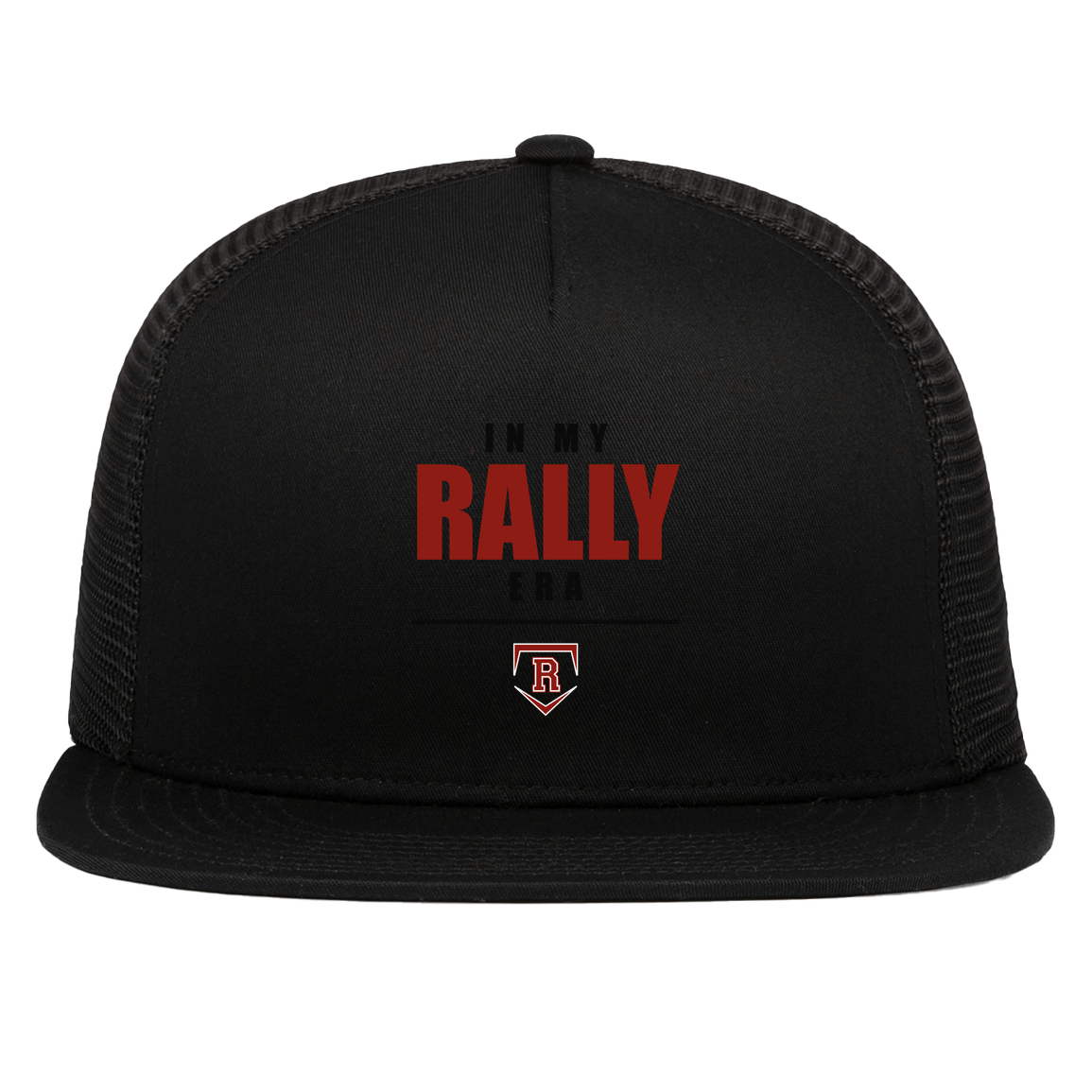 rally-stx-era-stack-pacific-headwear-d-series-5-panel-trucker-snapback-cap — Black — Front — source sha256 0b4747969c77d6344635ea87c0e65983491e891cfb251abdb1d24db3c627627d — Color position 1