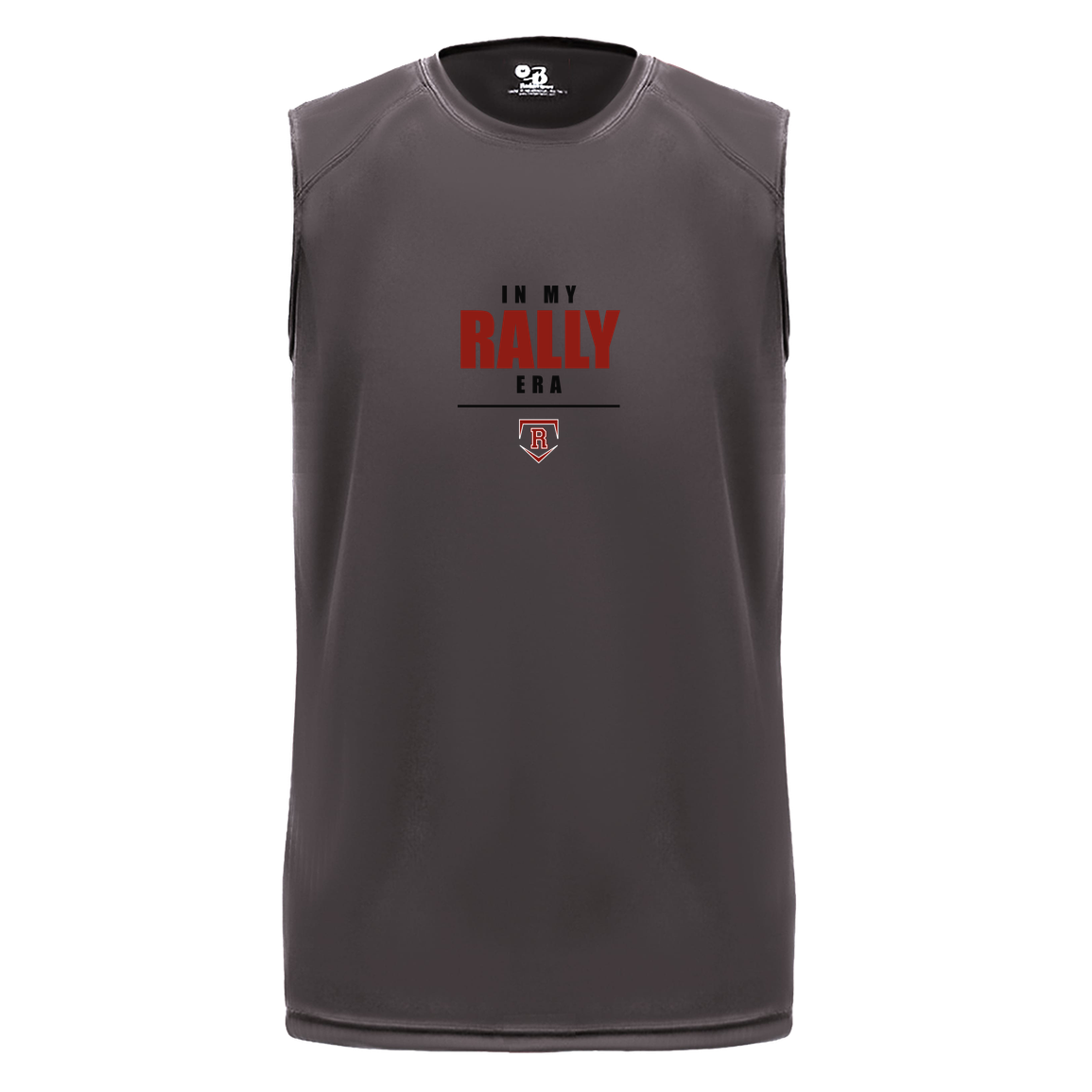 rally-stx-era-stack-badger-b-core-sleeveless-performance-tee — Graphite — Front — source sha256 5908b9ba085e2bb25c2d7ade8ace3b76db1154004ee8a7a2c36c9ab0155c47ce — Color position 2