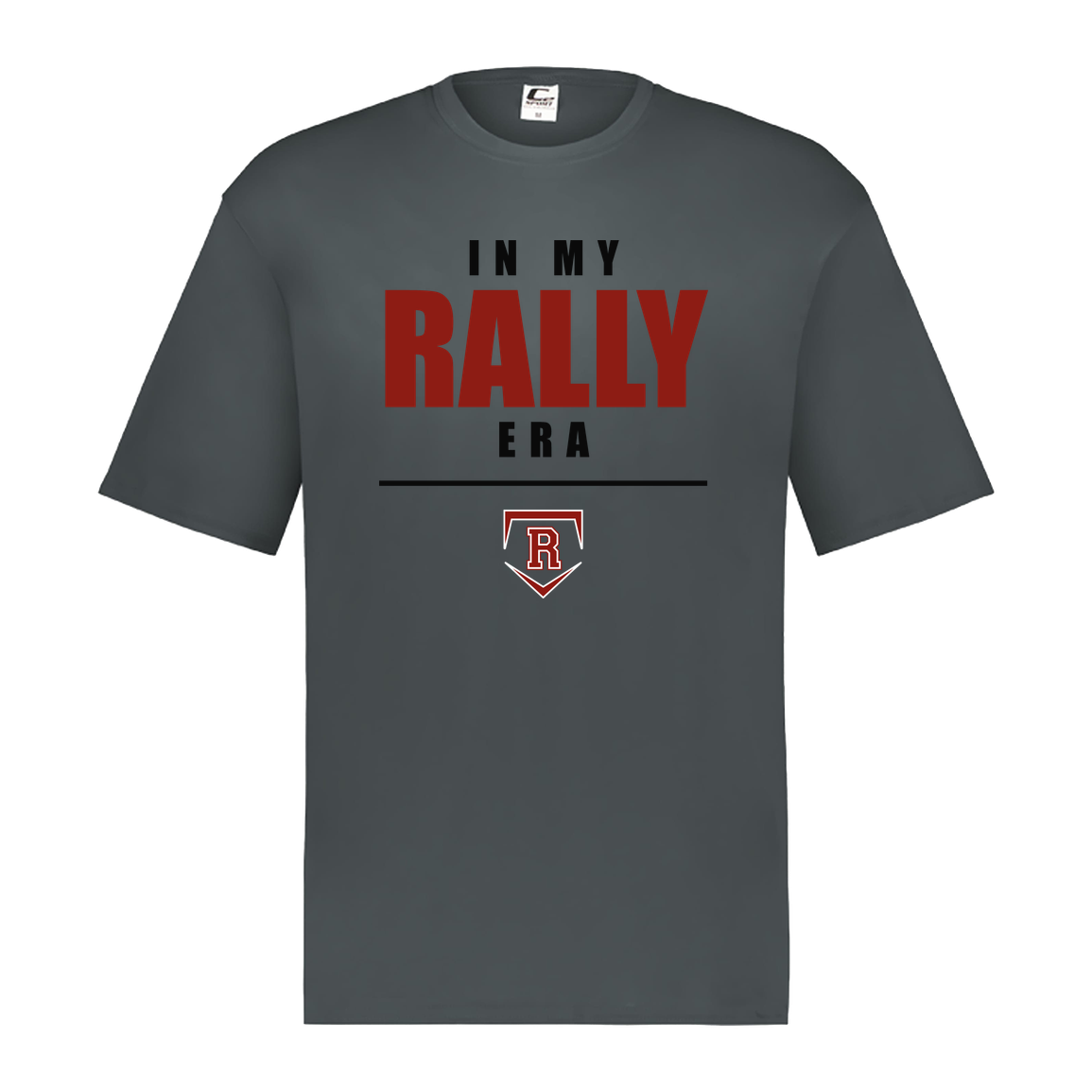 rally-stx-era-stack-c2-mens-performance-short-sleeve-tee — Graphite — Front — source sha256 6bcf38c0b1fe3b81a4c31e3b04320a6bbc4aa5351380a817443b9af59eaad225 — Color position 2