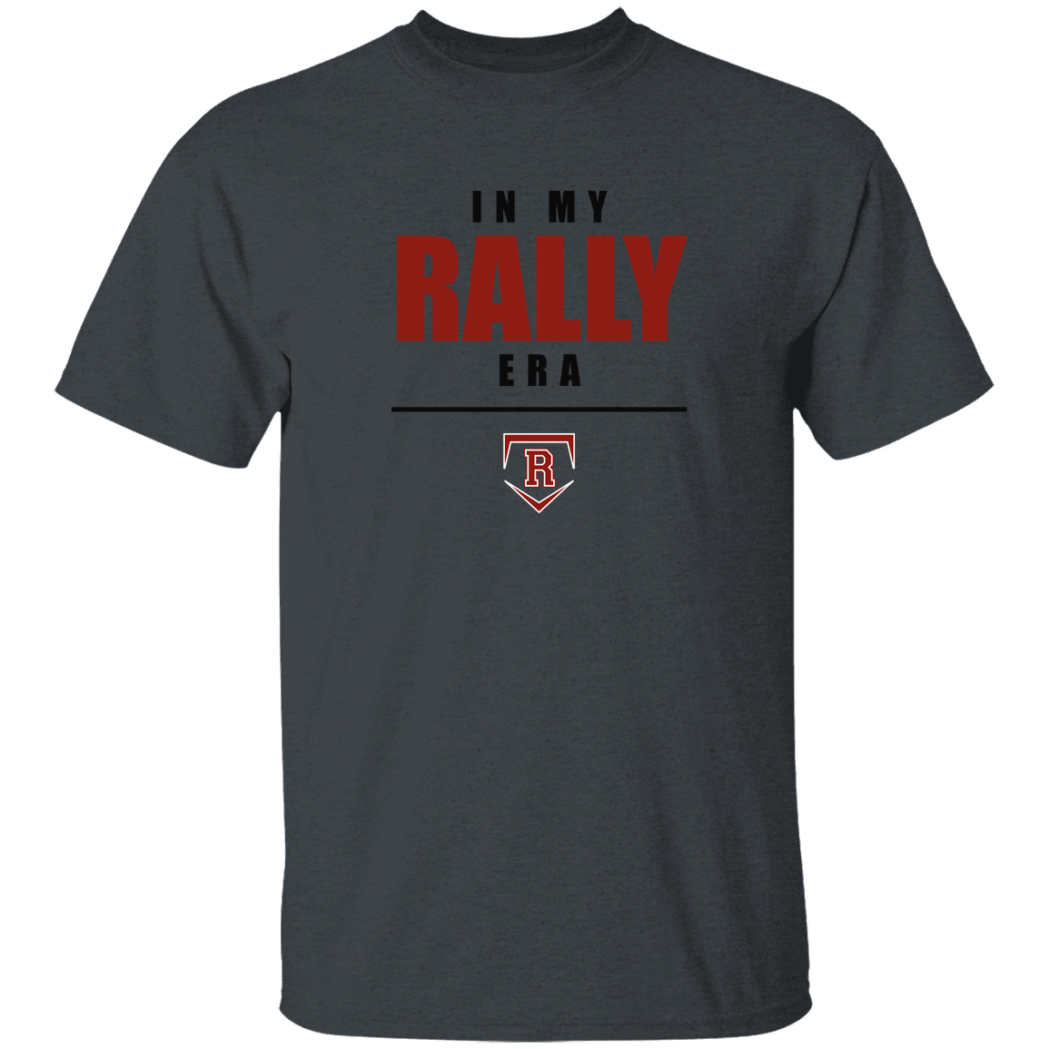 rally-stx-era-stack-gildan-youth-5-3-oz-100-cotton-t-shirt — Dark Heather — Front — source sha256 7ef0ab4f9b09fb353f948d1f029713e5bfa1d9f7fdad7378191ce6bc2459ac42 — Color position 4