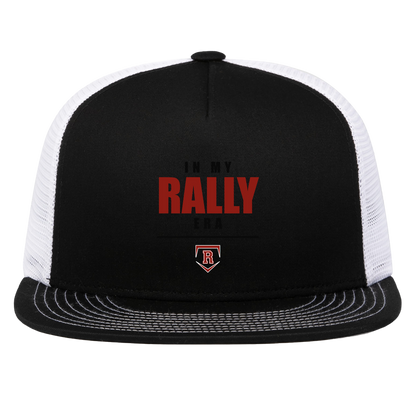 rally-stx-era-stack-pacific-headwear-d-series-5-panel-trucker-snapback-cap — Black/White — Front — source sha256 c88960e41b54abce2ac9710d3907bba525cf5f8a90cbd6f01a6fbce5ea87cc09 — Color position 2