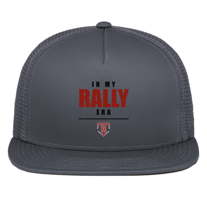 rally-stx-era-stack-pacific-headwear-d-series-5-panel-trucker-snapback-cap — Graphite — Front — source sha256 e6d09a63dd38cdeec3088ce1820b183fd29183bdfe7942f76214cce8ab4edfc8 — Color position 3