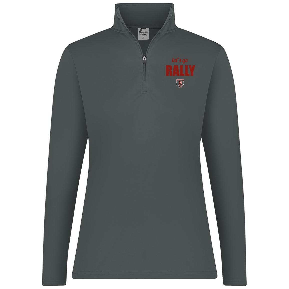 rally-stx-home-plate-chant-c2-womens-1-4-zip-pullover — Graphite — Front — source sha256 34fe130c8f3f028768c8cfc9fd1c92b31094f7c6e333958d525faa6bbbc3de80 — Color position 4