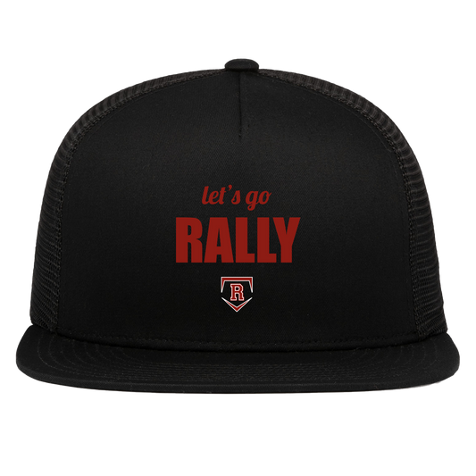 rally-stx-home-plate-chant-pacific-headwear-d-series-5-panel-trucker-snapback-cap — Black — Front — source sha256 53eed0c006e01c805b6ab514b029740fa38a24f2df63c53f4b486be98c4c8bc2 — Color position 1