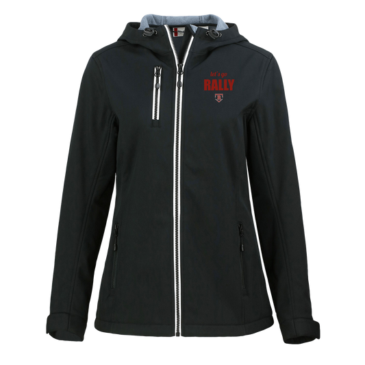rally-stx-home-plate-chant-clique-womens-eco-stretch-softshell-jacket — Black — Front — source sha256 d01e4f1f0e47821d71eb59ed81d7b4b3092daa77e0b8b43e3d96197e3ccf110b — Color position 1
