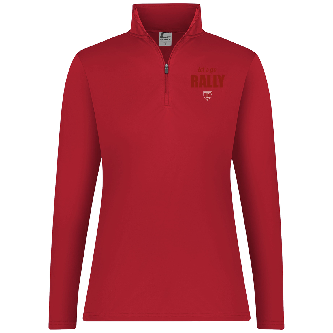 rally-stx-home-plate-chant-c2-womens-1-4-zip-pullover — Red — Front — source sha256 d146e003e940a00bdeac8d09eee139c9cbd5b57bdd4347723773fd915b65d377 — Color position 5