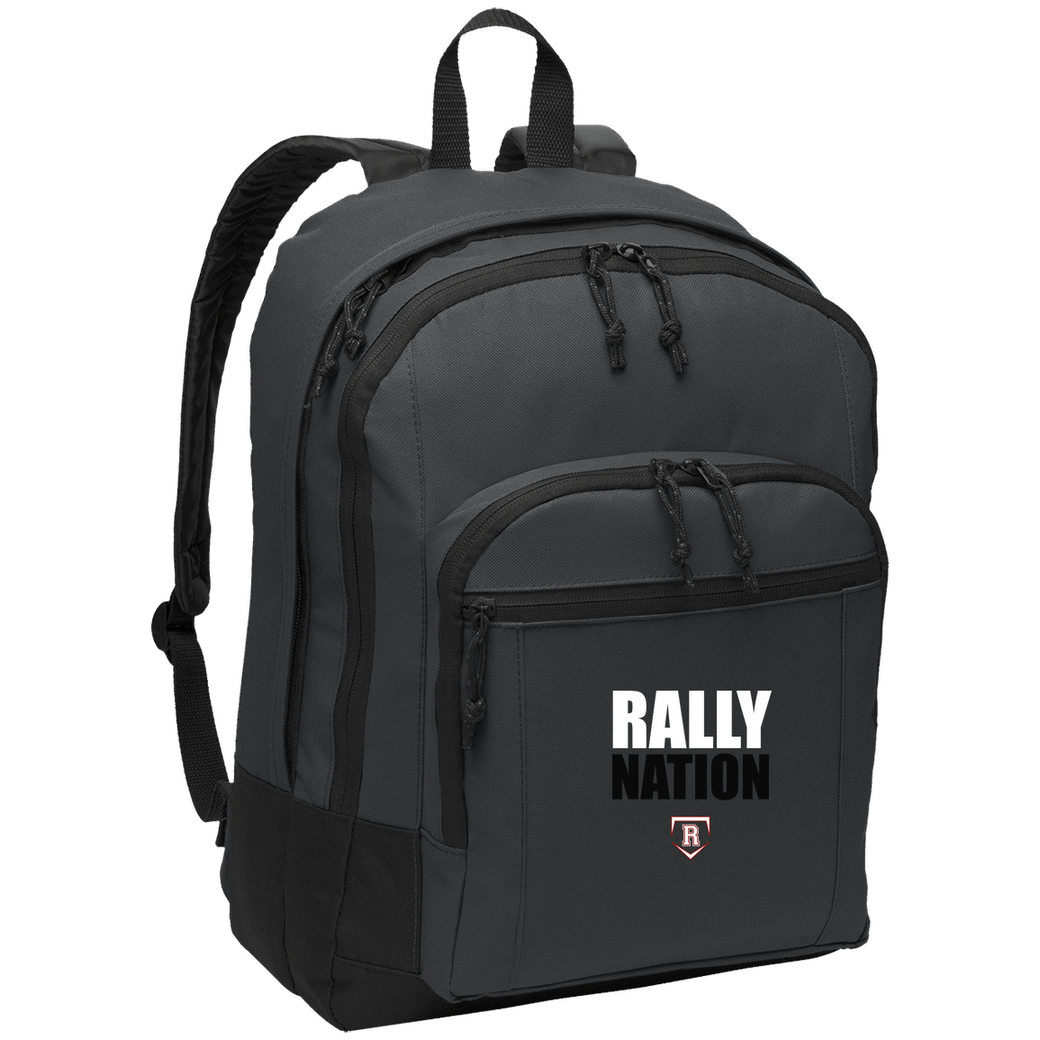 rally-stx-nation-stack-port-authority-basic-backpack — Dark Charcoal — Front — source sha256 31af966270f841f24f656726201bf560c7fe1680dd3956dc5eb445fad3b18138 — Color position 2