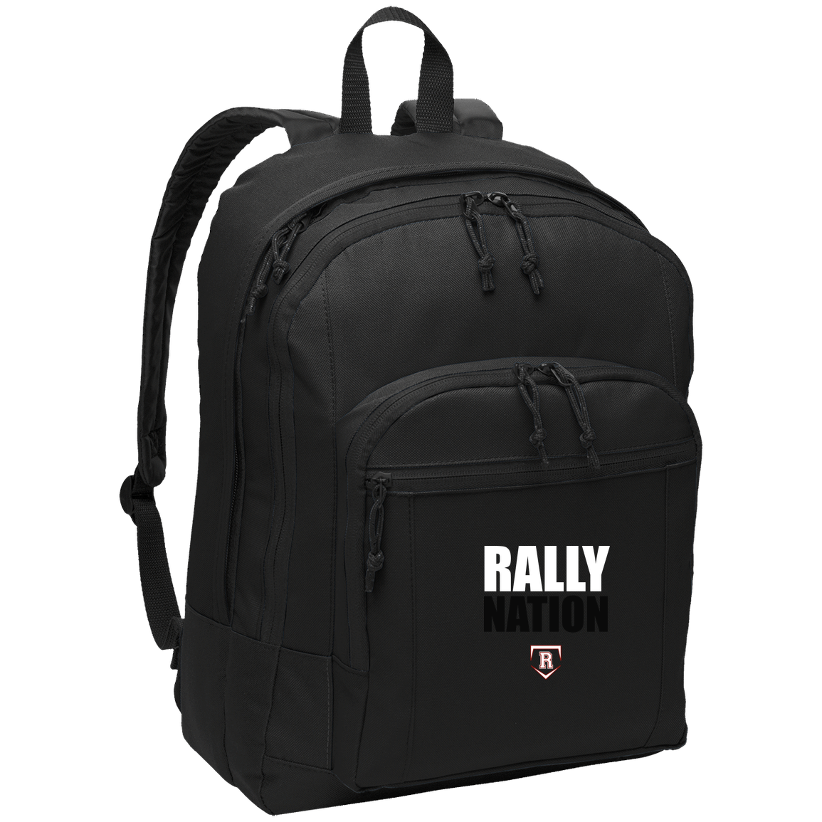 rally-stx-nation-stack-port-authority-basic-backpack — Black — Front — source sha256 683d439ffd61d30c3dd2cb9843d402575757b2b3ed115072738f32eccc4b50b4 — Color position 1