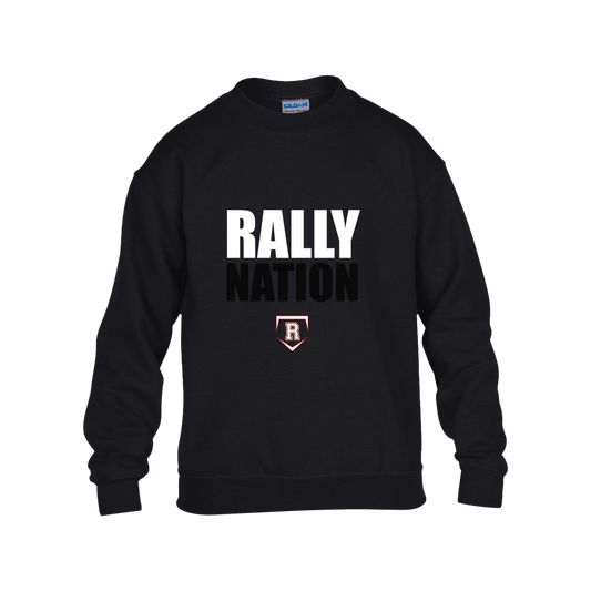 rally-stx-nation-stack-gildan-kids-heavy-blend-fleece-crew — Black — Front — source sha256 8befce48b33235bde1454a22084bec7066005fc8a25d86a7654806ec9d492e54 — Color position 1