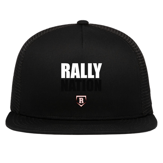 rally-stx-nation-stack-pacific-headwear-d-series-5-panel-trucker-snapback-cap — Black — Front — source sha256 b22e341a17862250fefa0ca7b42dca6c4c07cd64e90dd7de2567074595d212fd — Color position 1