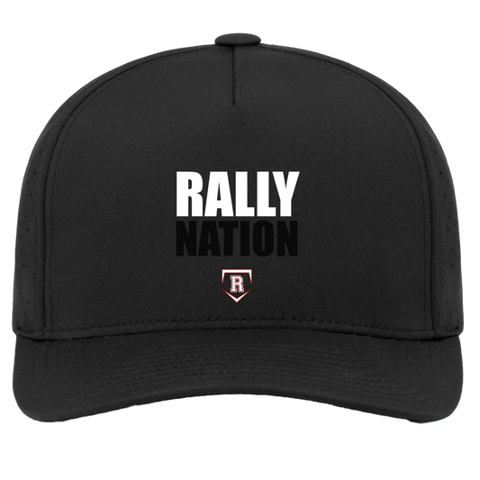 rally-stx-nation-stack-pacific-headwear-weekender-perforated-snapback-cap — Black — Front — source sha256 e32615e5daa5b9839971c39a1340102823bbce955733e8b6031eccefb8c894b6 — Color position 1