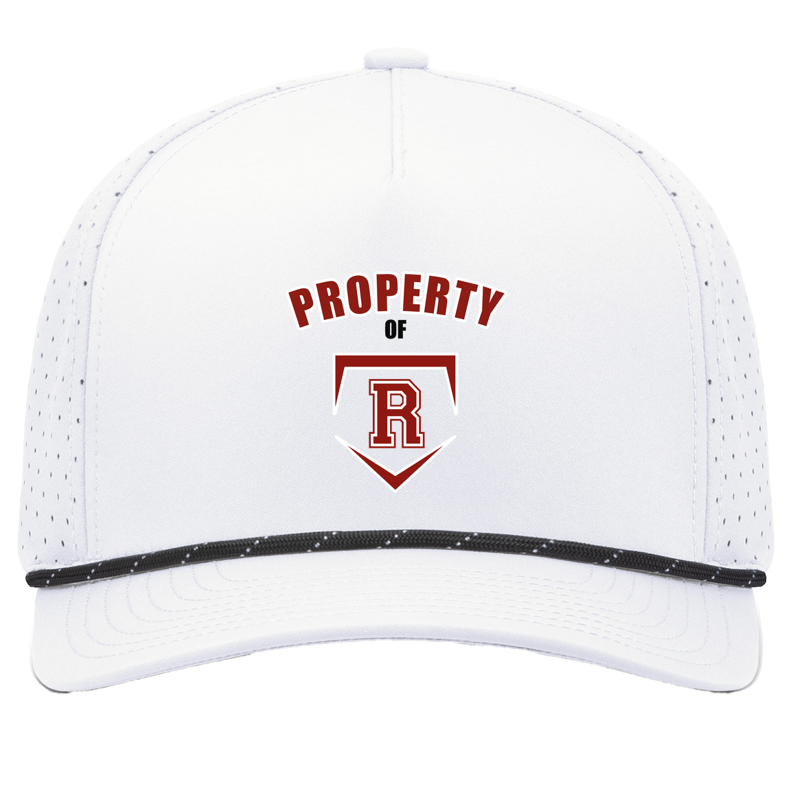 rally-stx-property-of-pacific-headwear-weekender-perforated-snapback-cap — White/Black — Front — source sha256 11e660fb14ad0ccef5a3ee27fc626c4617f35982bedd4f61faadf3460524fb1c — Color position 7