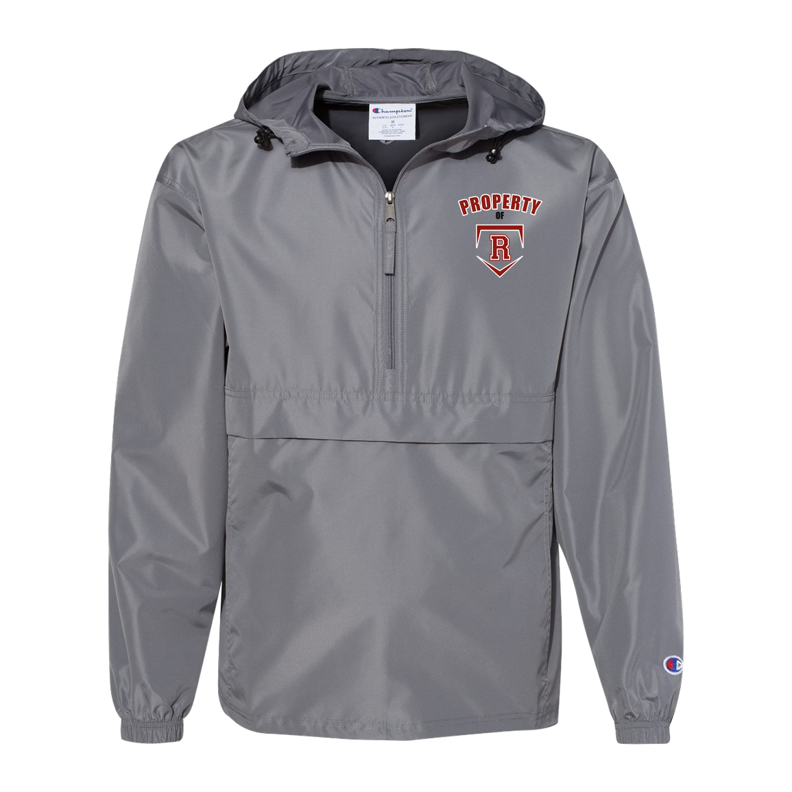 rally-stx-property-of-champion-unisex-packable-anorak-jacket — Graphite — Front — source sha256 15f42a9c00f8f9192f20f49d670a48c6254d5dbe531093fd1e63eb9ca8cc18ce — Color position 2