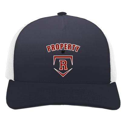 rally-stx-property-of-pacific-headwear-5-panel-trucker-snapback-cap — Navy/White — Front — source sha256 27e45061eda9820316d7a849ec337ae85b02c7e544b24e86fa479591a449be8a — Color position 1