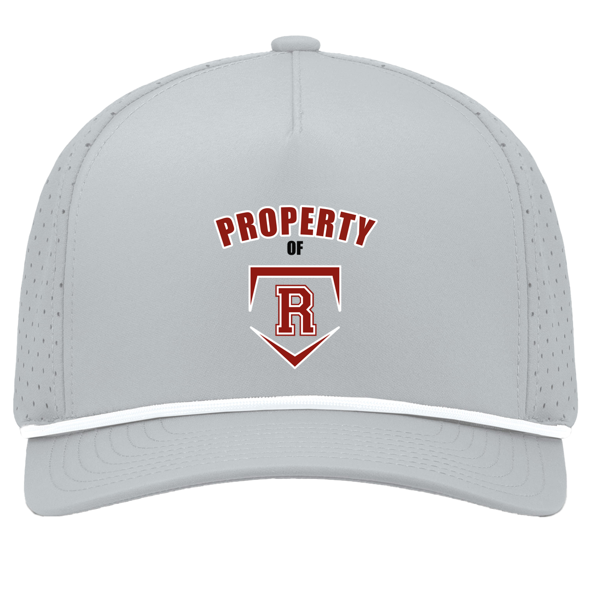 rally-stx-property-of-pacific-headwear-weekender-perforated-snapback-cap — Silver/White — Front — source sha256 4bf75881cd5a4b3789b158a279f157bce03f71af09e3535140d60e340151d4d1 — Color position 5