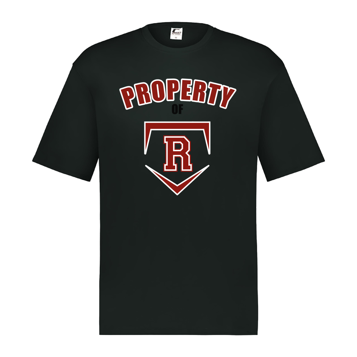 rally-stx-property-of-c2-mens-performance-short-sleeve-tee — Black — Front — source sha256 50a4a156156cb7fde73f285926aaee98af925bc51f48766b38142497bf6f0009 — Color position 1