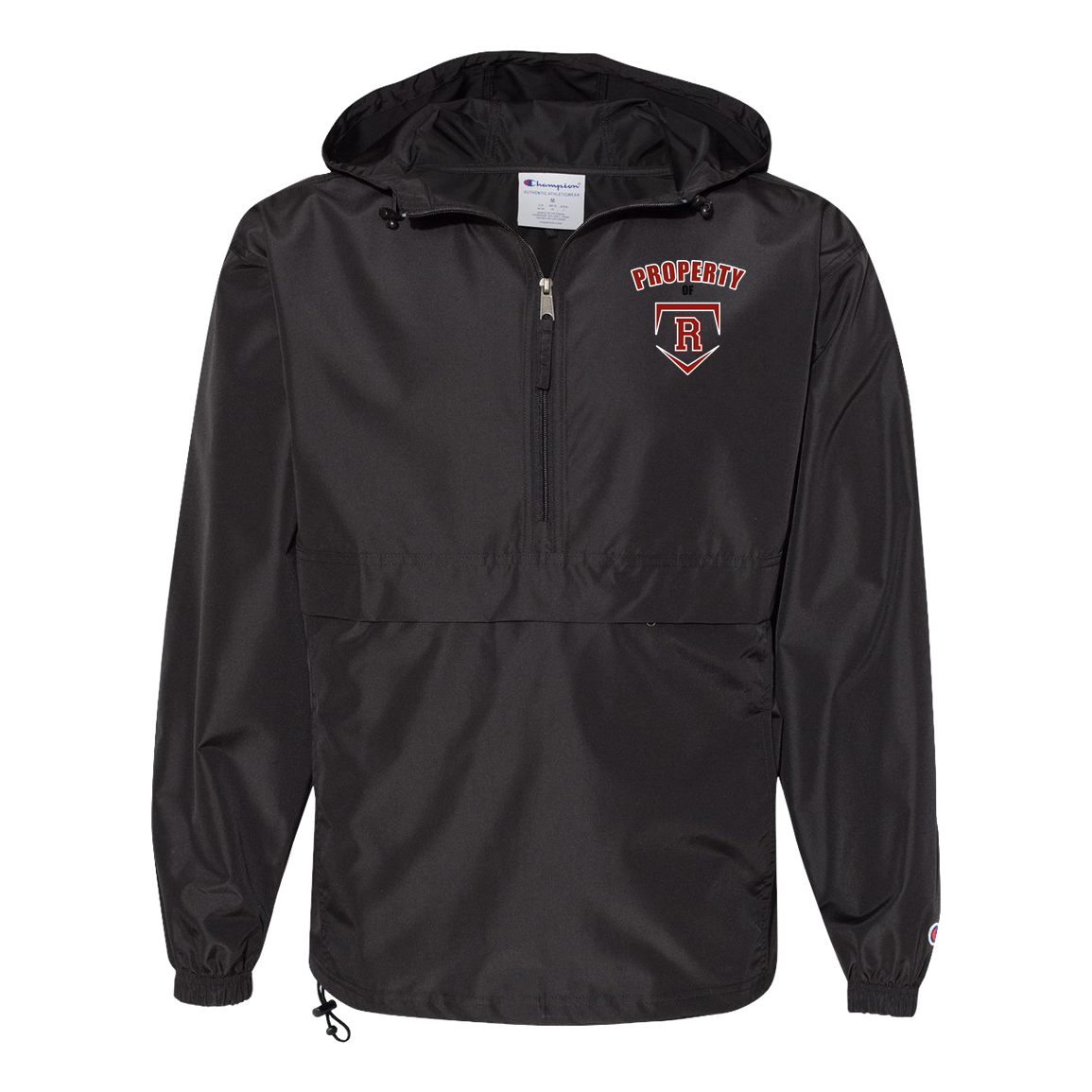 rally-stx-property-of-champion-unisex-packable-anorak-jacket — Black — Front — source sha256 616b0ce60db3057abb0735ffeb1667ee826d072382cb46a1794ab5d0aa86f9e8 — Color position 1