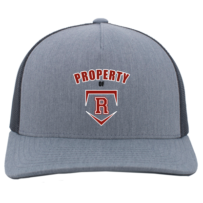 rally-stx-property-of-pacific-headwear-5-panel-trucker-snapback-cap — Heather Grey/Light Charcoal — Front — source sha256 8e8eea429dbb3bbb4f209a698523edca99b00b7c6a30d79999113497973da64e — Color position 2
