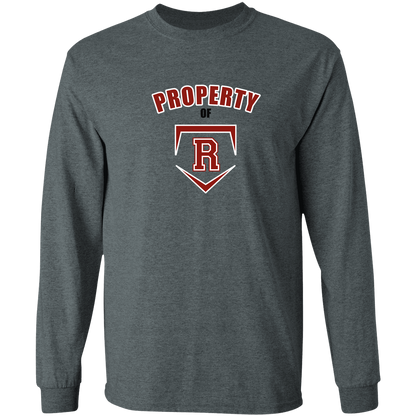 rally-stx-property-of-gildan-ls-t-shirt-5-3-oz — Dark Heather — Front — source sha256 a31cec908d895dd38f404486b6cea7e517f548a44f5483062e87d014b94ed64f — Color position 2