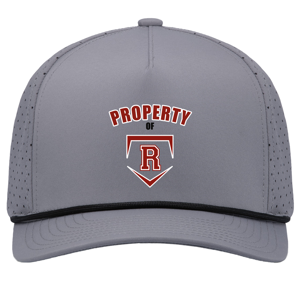 rally-stx-property-of-pacific-headwear-weekender-perforated-snapback-cap — Graphite/Black — Front — source sha256 ddfd11ae407131234fa4d97b5e76bcfe31edf0ba01f942caa61d7daefc5a1b53 — Color position 3