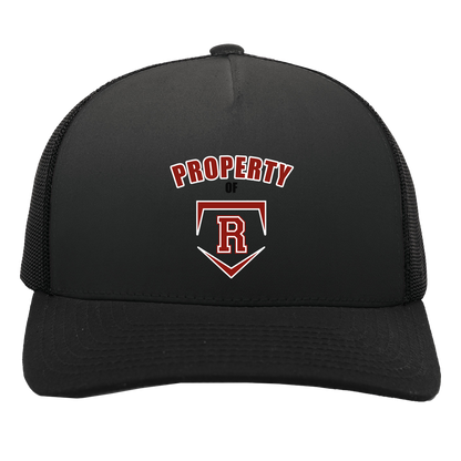 rally-stx-property-of-pacific-headwear-5-panel-trucker-snapback-cap — Black/Black — Front — source sha256 ea8e0cd894b85ae3101b826ab6f3ba24db801b6f4280073316ae0647f0710dd1 — Color position 3