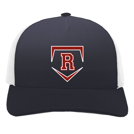 rally-stx-team-softball-revised-pacific-headwear-5-panel-trucker-snapback-cap — Navy/White — Front — source sha256 8cc954c3b26b885628df9ab0e83f1f71d96d5812d1ce9ece260c387ca34fbd85 — Color position 1