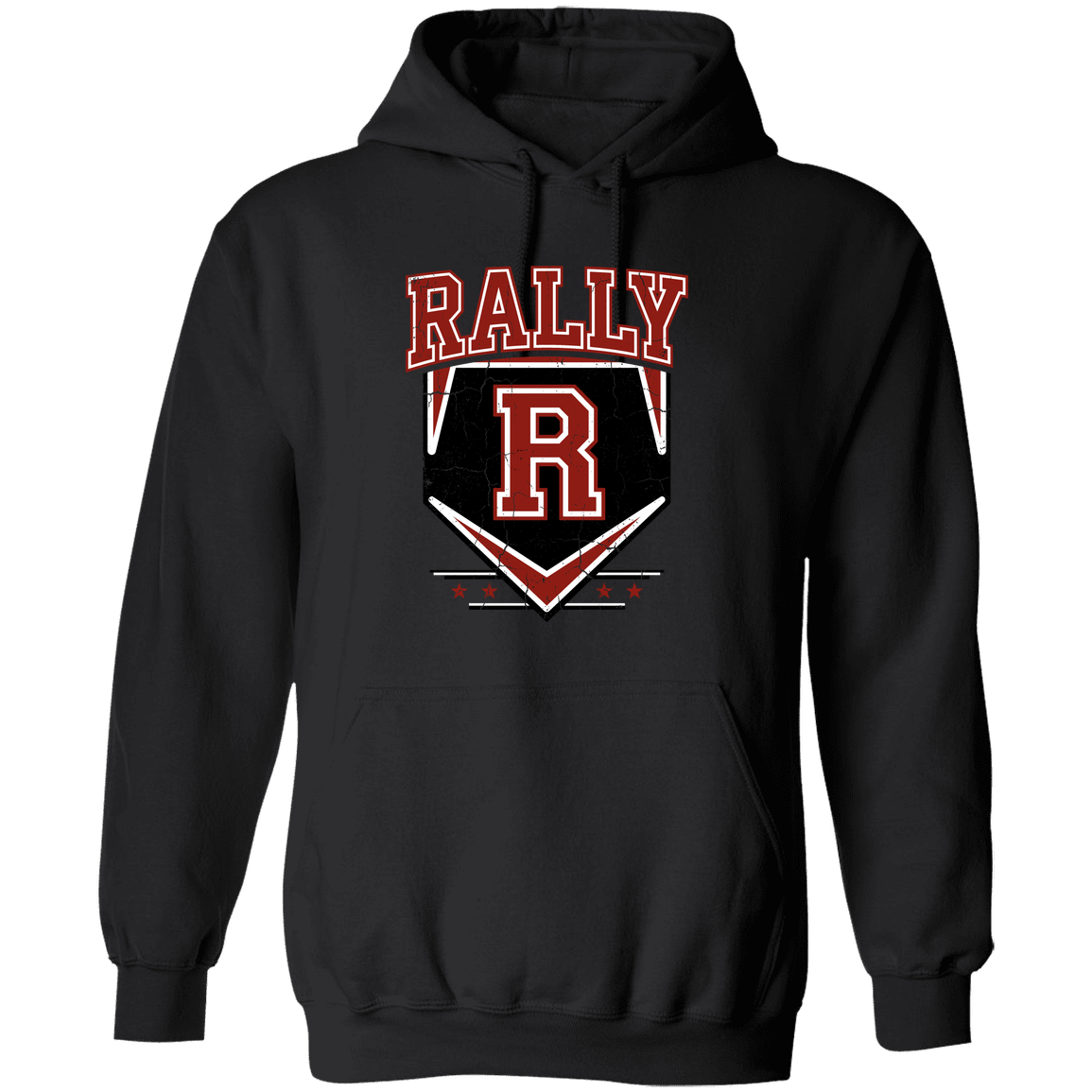 rally-stx-vintage-distressed-gildan-pullover-hoodie — Black — Front — source sha256 3c3b76e07fff1064288682ce65549931cdf53022b44a507a9a4a156e10d2f23a — Color position 5