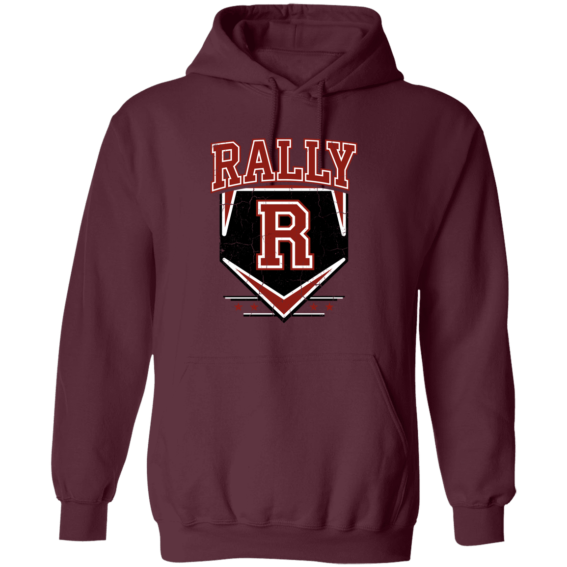 rally-stx-vintage-distressed-gildan-pullover-hoodie — Maroon — Front — source sha256 67784b27f275b88b26ec05e745caa339af92b128990fc9e0aa1dd68081fa6866 — Color position 7