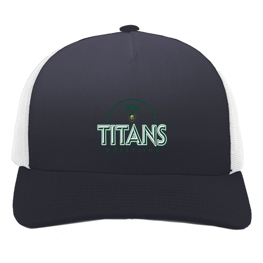 tc-titans-ball-dome-2-pacific-headwear-5-panel-trucker-snapback-cap — Navy/White — Front — source sha256 007b8e62fd87a3080f3dfe26d60247e5a9e87ad9eb633803ed4381eecdf98b0a — Color position 1