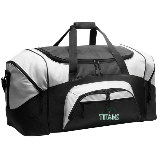 tc-titans-ball-dome-2-port-company-sport-duffel — Black/Gray — Front — source sha256 540306bd098931bc5ab705dd7e0d80cbfdc2c66fb12cb945a43e678c8c7c11a6 — Color position 1