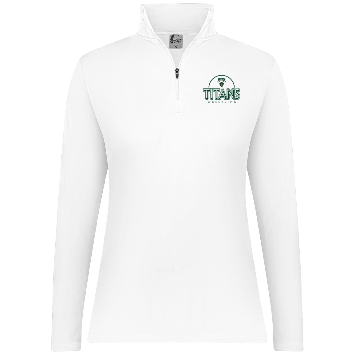 tc-titans-ball-dome-2-c2-womens-1-4-zip-pullover — White — Front — source sha256 7fc11f003342a852c37a53fdee9b887dfa8c507423a7fc77f8b616e0fd87dd97 — Color position 3