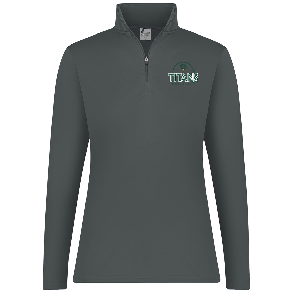 tc-titans-ball-dome-2-c2-womens-1-4-zip-pullover — Graphite — Front — source sha256 abd3d74e6db75bd9d6199de676fb7fbad6e107cba6837cceee37e100fe395125 — Color position 4