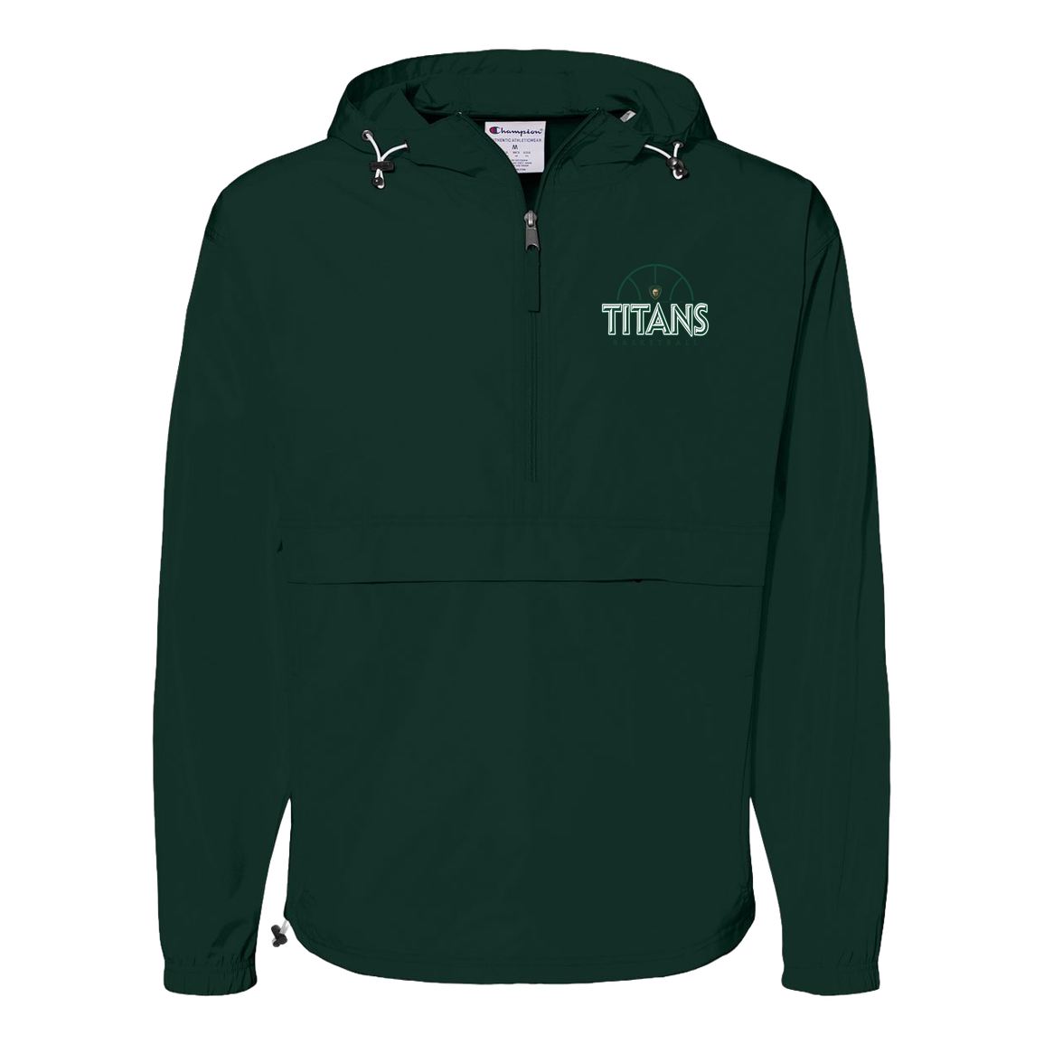 tc-titans-ball-dome-champion-unisex-packable-anorak-jacket — Dark Green — Front — source sha256 2269e1a3977985e06110470f98ffdeb0b30ab854103476e21f1410b499530830 — Color position 3